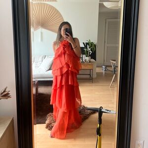 Aje Inspired Orange Tiered Gown